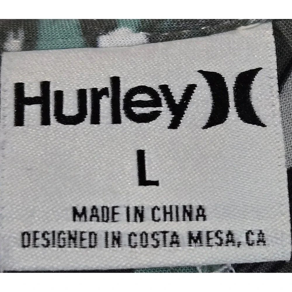 Hurley Women Tropical Floral Hooded Lace Up Beach Cover Up Dress White Blue L